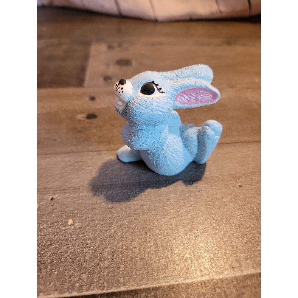 Blue ceramic Easter bunny rabbit figure decor